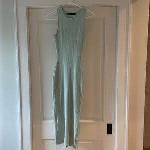 Mint Green Midi Ribbed Bodycon Dress